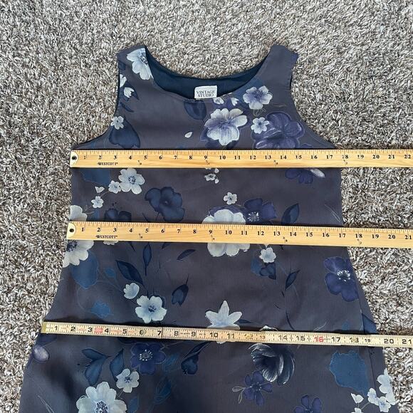 Vintage Mini Dress Size 8 Petite 8P Gray Floral Chiffon Sleeveless Fairy 90s Y2K - Picture 12 of 14